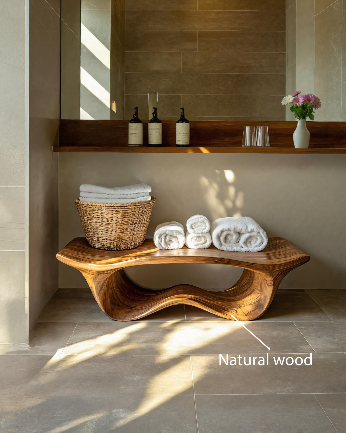 Organic Sculptural Shower Bench For Bathroom SITHTTSB010