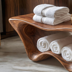 Modern Sculptural Shower Bench Two Tier For Bathroom Decor RTTHTTSB016