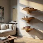Handcrafted Solid Wood Mushroom Shelf For Bedroom Wall Decor SILDTTRMR011