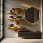 Farmhouse Wooden Live Edge Mushroom Shelf For Rustic Home Decor SILDTTRMR010