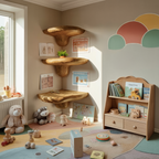 Farmhouse Handcrafted Wooden Mushroom Shelf For Entryway Design SILDTTNCMS010