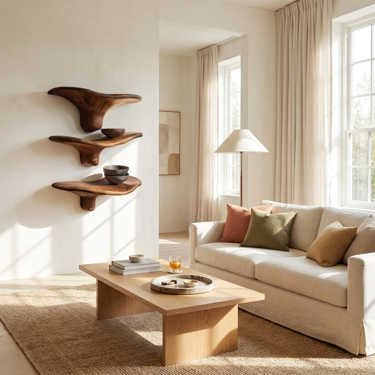 Modern Wooden Live Edge Mushroom Shelf For Minimalist Interior Decor SILDTTRMR012