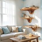 Mid Century Solid Wood Mushroom Shelf For Modern Living Room Decor SILDTTNMR002