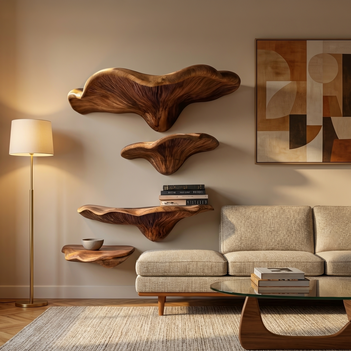 Farmhouse Solid Wood Mushroom Shelf For Bedroom Decor And Storage SILDTTRMR006