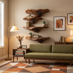 Mid Century Solid Wood Mushroom Shelf For Living Room Wall Decor SILDTTRMR009