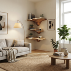 Handcrafted Wooden Live Edge Mushroom Shelf For Artistic Home Decor SILDTTRMR015