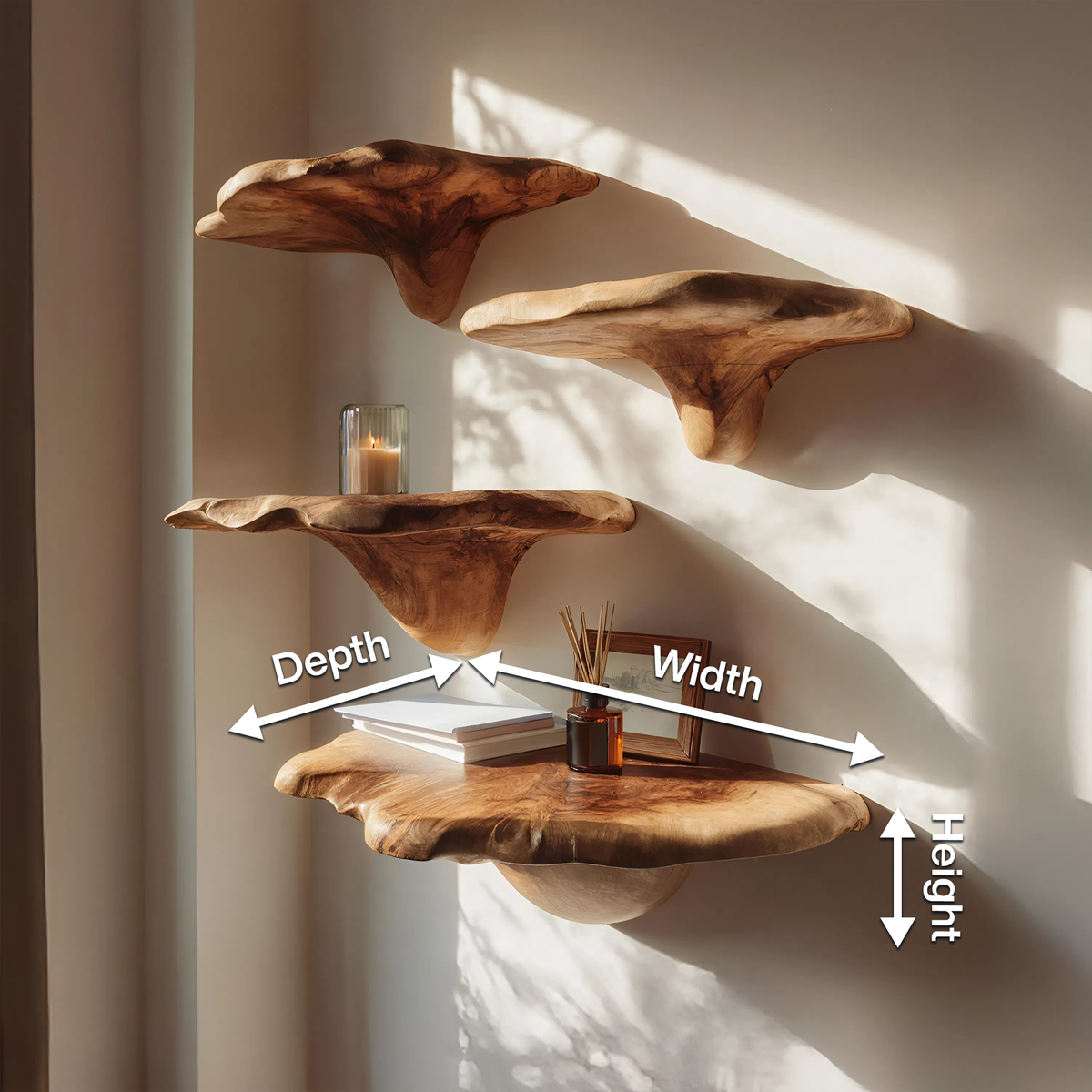 Mid Century Live Edge Mushroom Shelf For Stylish Furniture Decor SILDTTNMR003