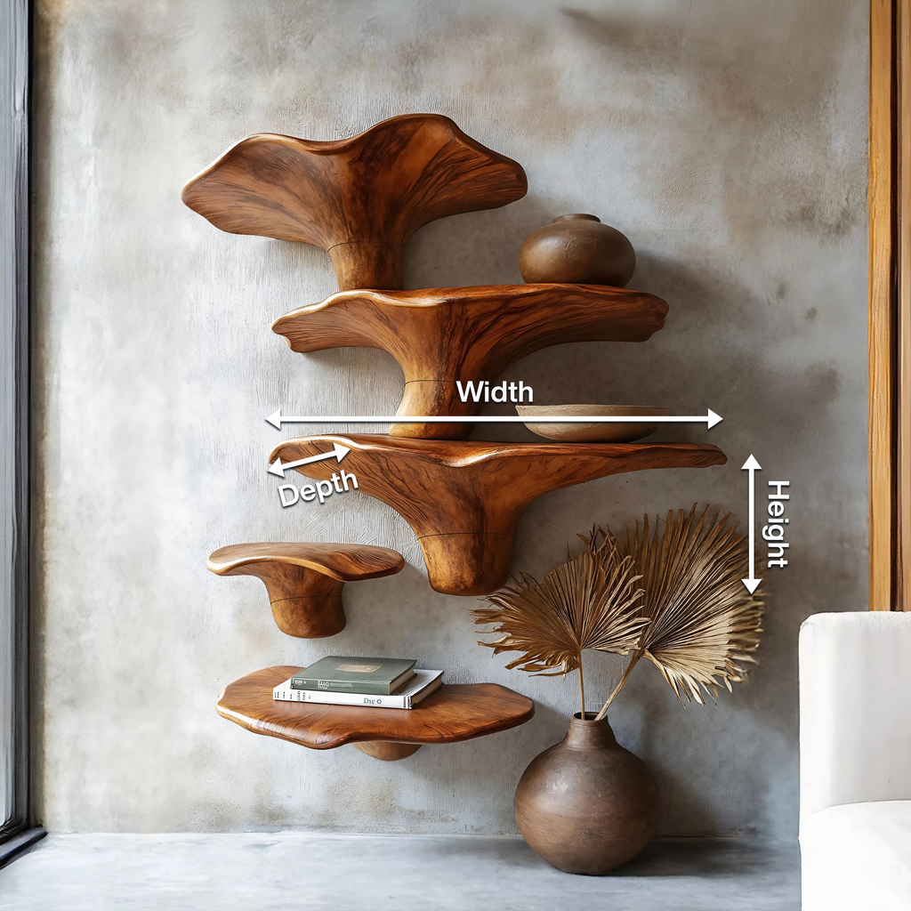 Modern Solid Wood Mushroom Shelf For Entryway Design And Display SILDTTRMR008