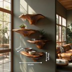 Handcrafted Wooden Live Edge Mushroom Shelf For Furniture Decor SILDTTRMR007