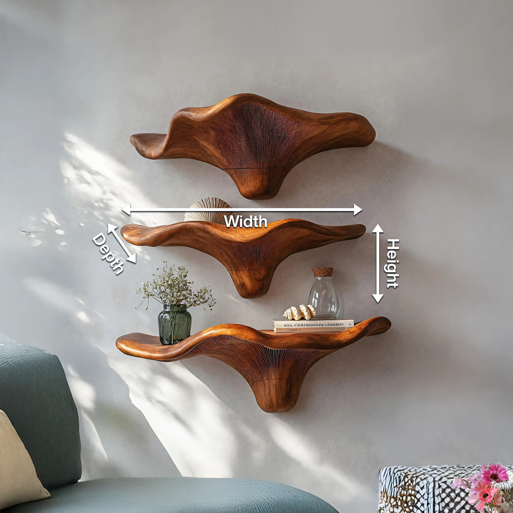 Mid Century Wooden Live Edge Mushroom Shelf For Living Room Decor SILDTTRMR005