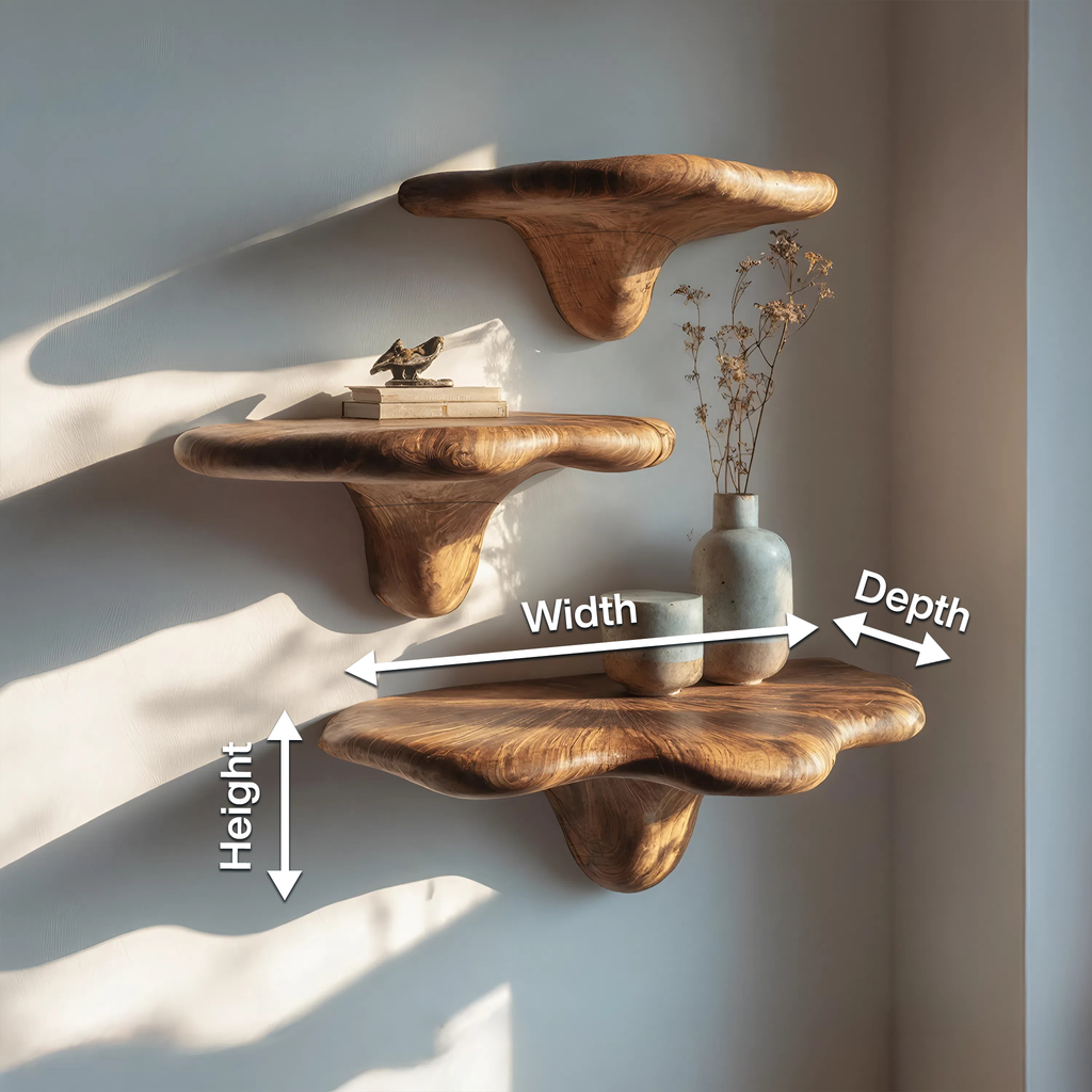 Farmhouse Live Edge Mushroom Shelf For Natural Furniture Decor Style SILDTTNMR006