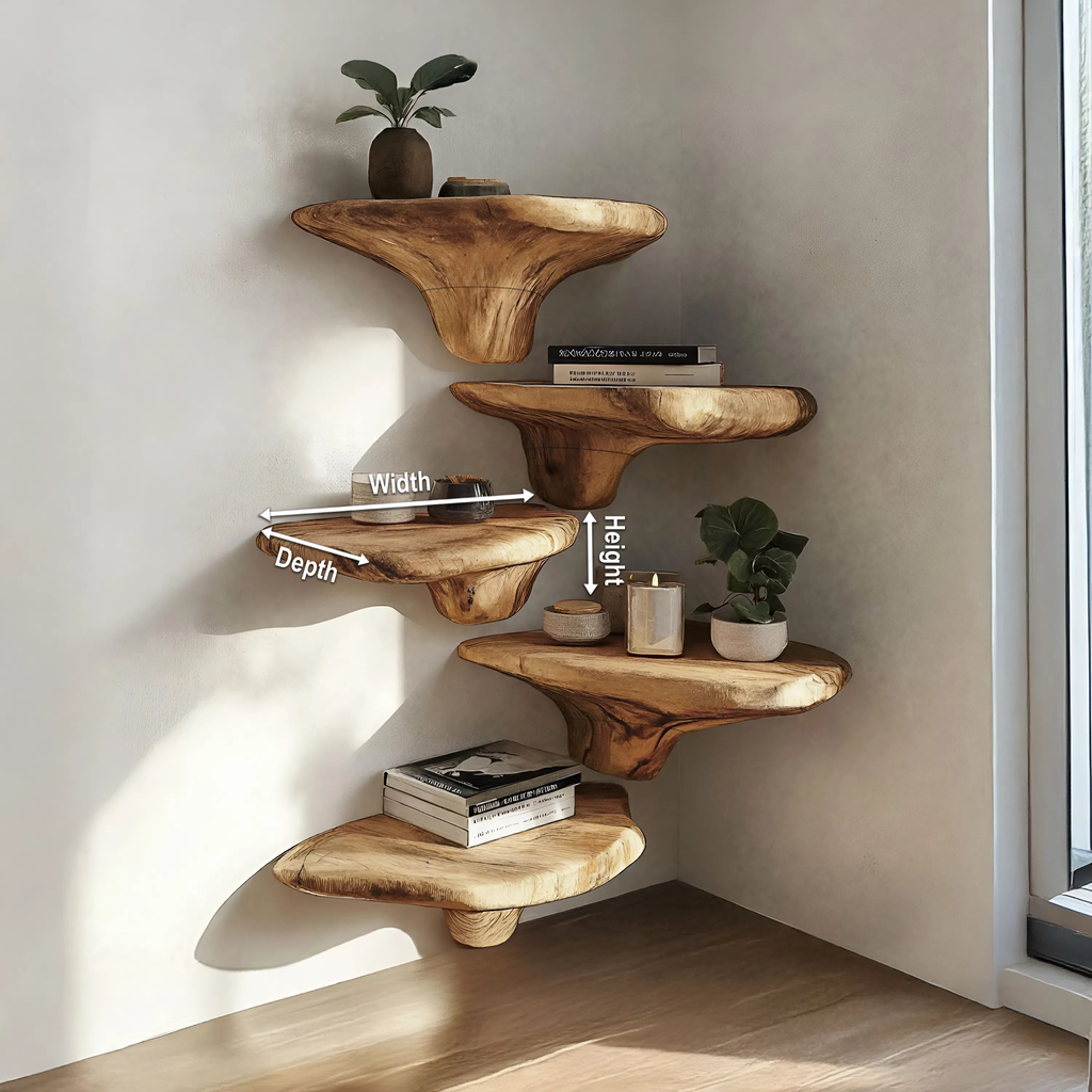 Farmhouse Solid Wood Mushroom Shelf For Entryway Wall Design SILDTTRMR014