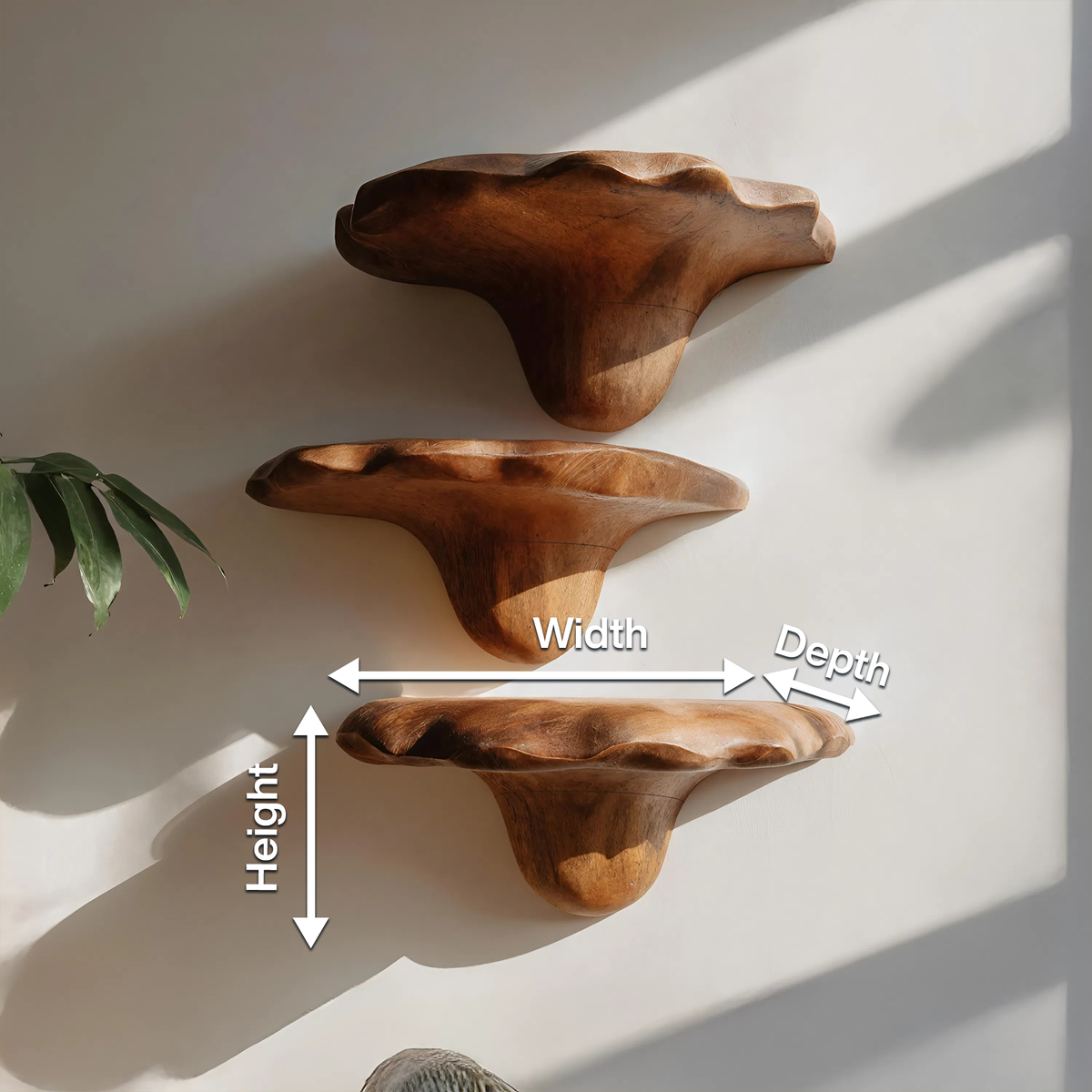 Mid Century Wooden Mushroom Shelf For Living Room And Bedroom Decor SILDTTNMR001