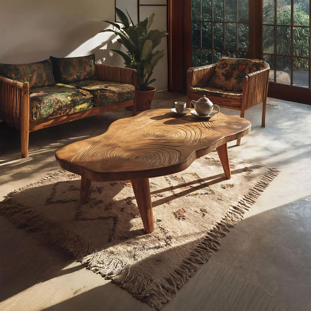 Handcrafted Irregular Wooden Table For Entryway Design SILDTTRCF094