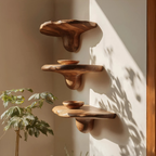 Handcrafted Solid Wood Mushroom Shelf For Bedroom Furniture Decor SILDTTNMR008