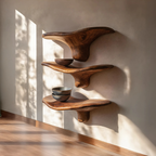 Modern Wooden Live Edge Mushroom Shelf For Minimalist Interior Decor SILDTTRMR012