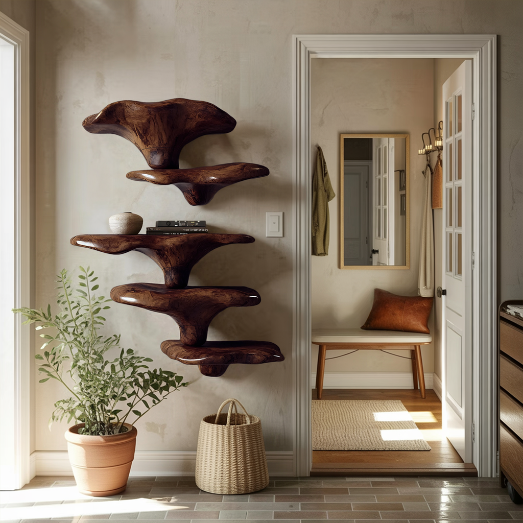 Mid Century Wooden Mushroom Shelf For Living Room Furniture Decor SILDTTRMR013