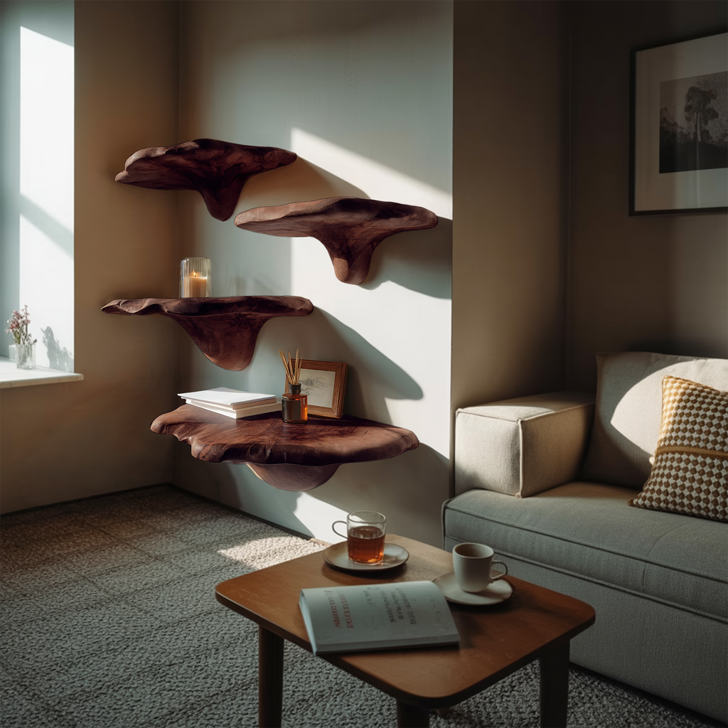 Mid Century Live Edge Mushroom Shelf For Stylish Furniture Decor SILDTTNMR003