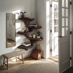 Farmhouse Solid Wood Mushroom Shelf For Entryway Wall Design SILDTTRMR014